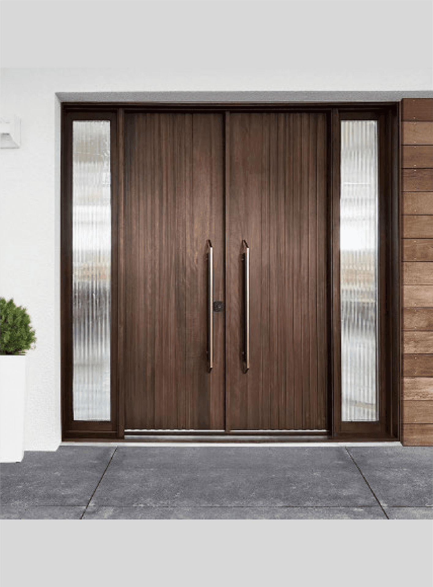 Red Oak Solid Wood Contemporary Double Door